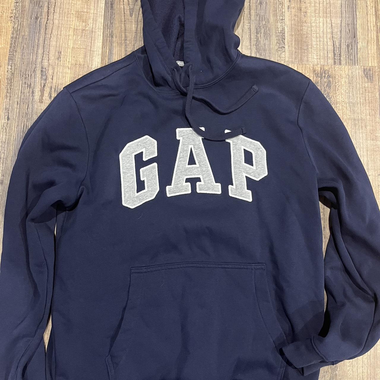 Gap Men's Navy and Grey Hoodie | Depop