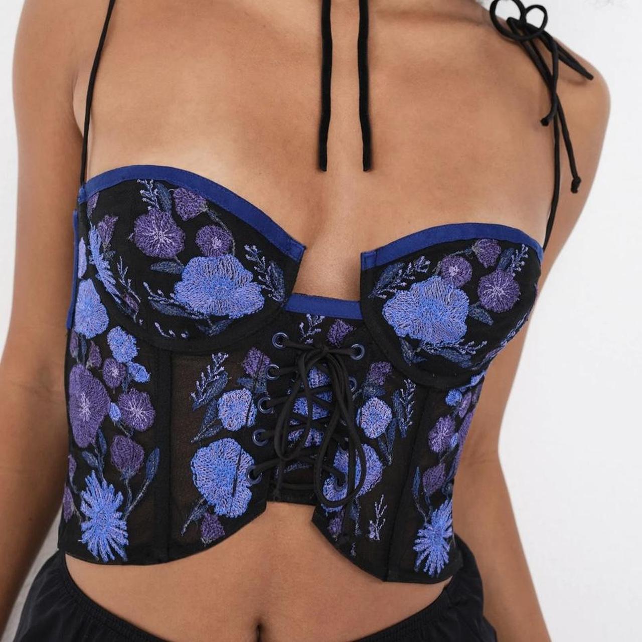 Romantic Detailed Lace Bustier Purple