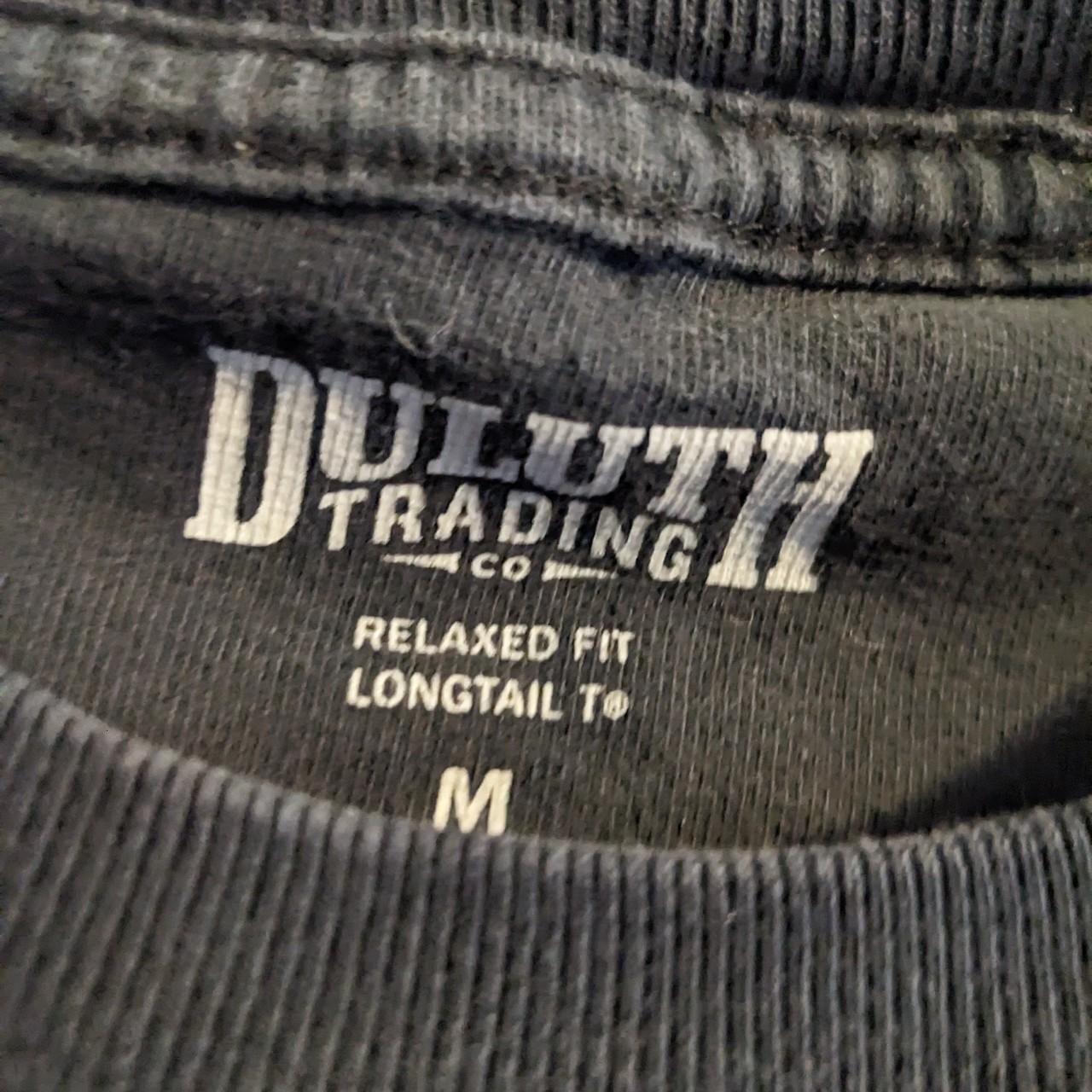 Duluth Trading Company Men's Black and White T-shirt | Depop