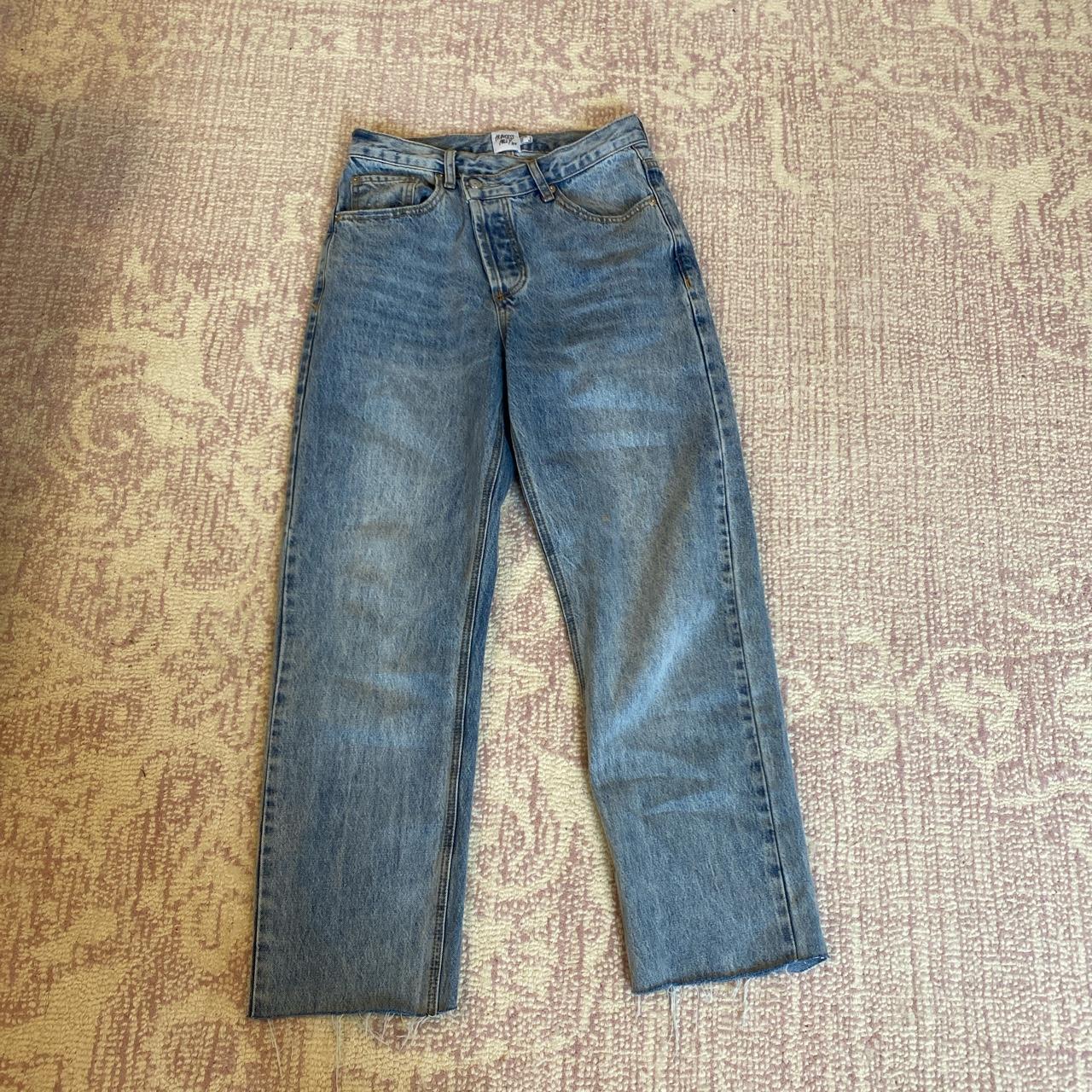 Princess Polly Asymmetrical Jeans. Size 4, worn... - Depop