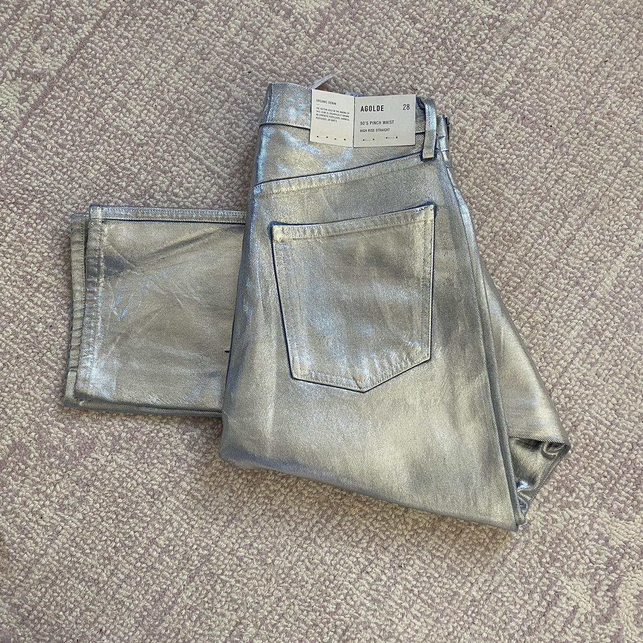 Agolde 90s Pinch Waist Metallic Jeans. Brand new