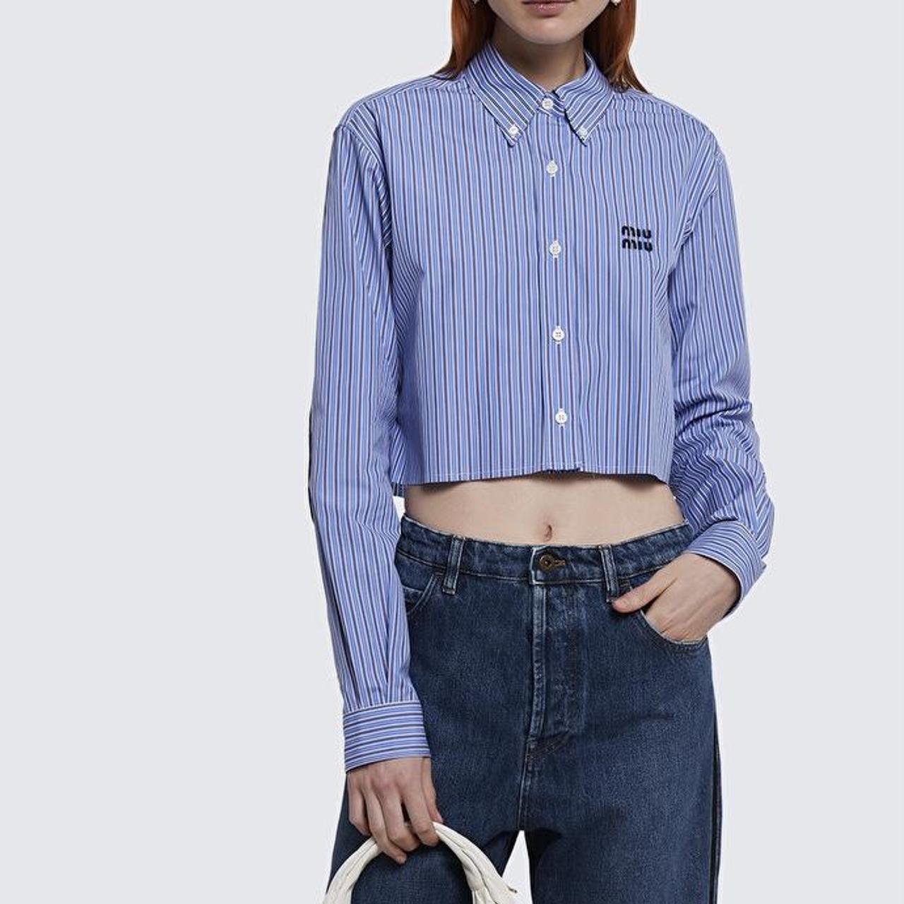 Miu Miu Cropped Striped Poplin Shirt RARE item! | Depop Miu Miu Cropped Striped Poplin Shirt RARE item! | Depop
