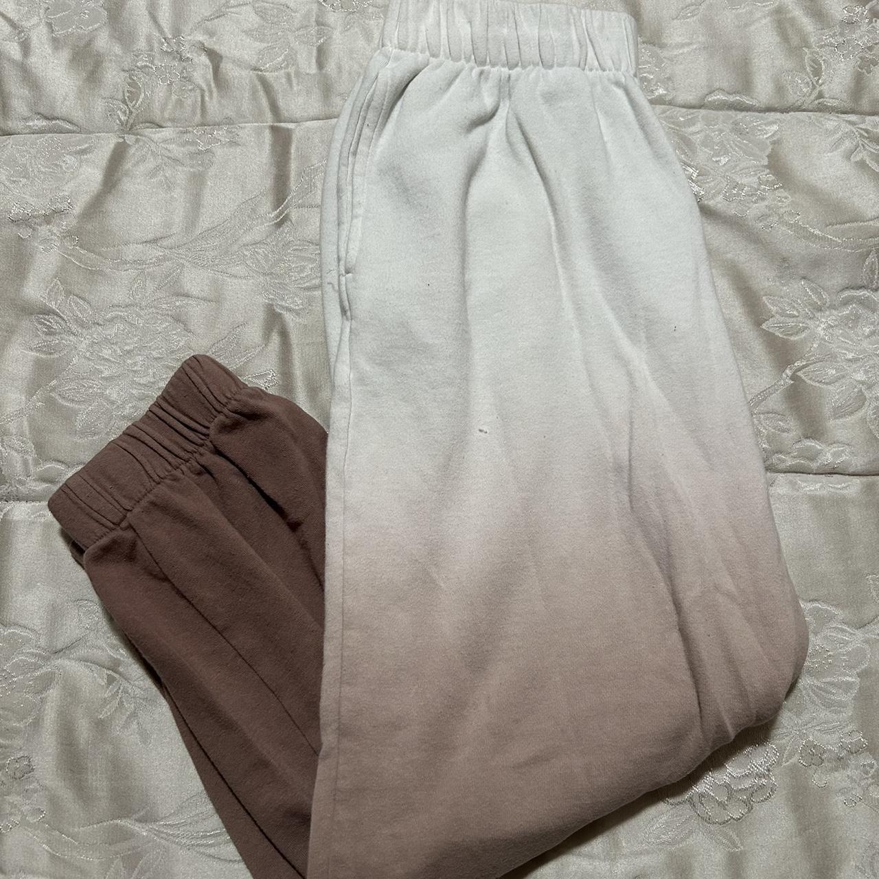 ombre white to brown sweatpants Depop