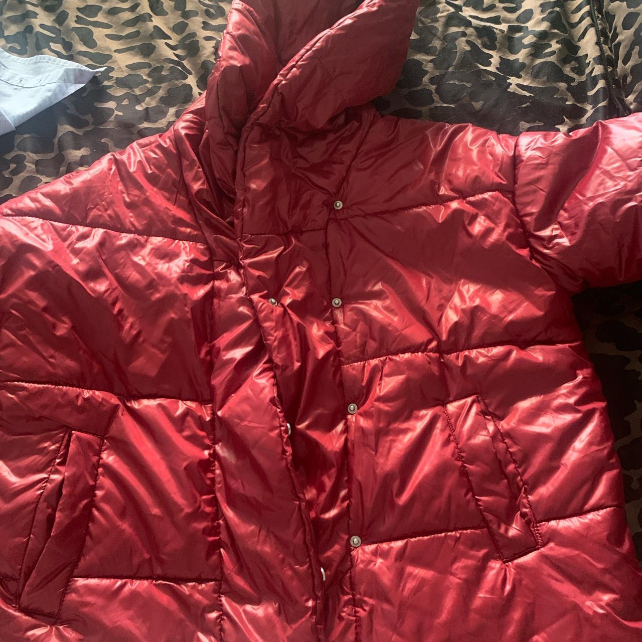 Red puffer jacket worn twice for a couple of hours!... - Depop
