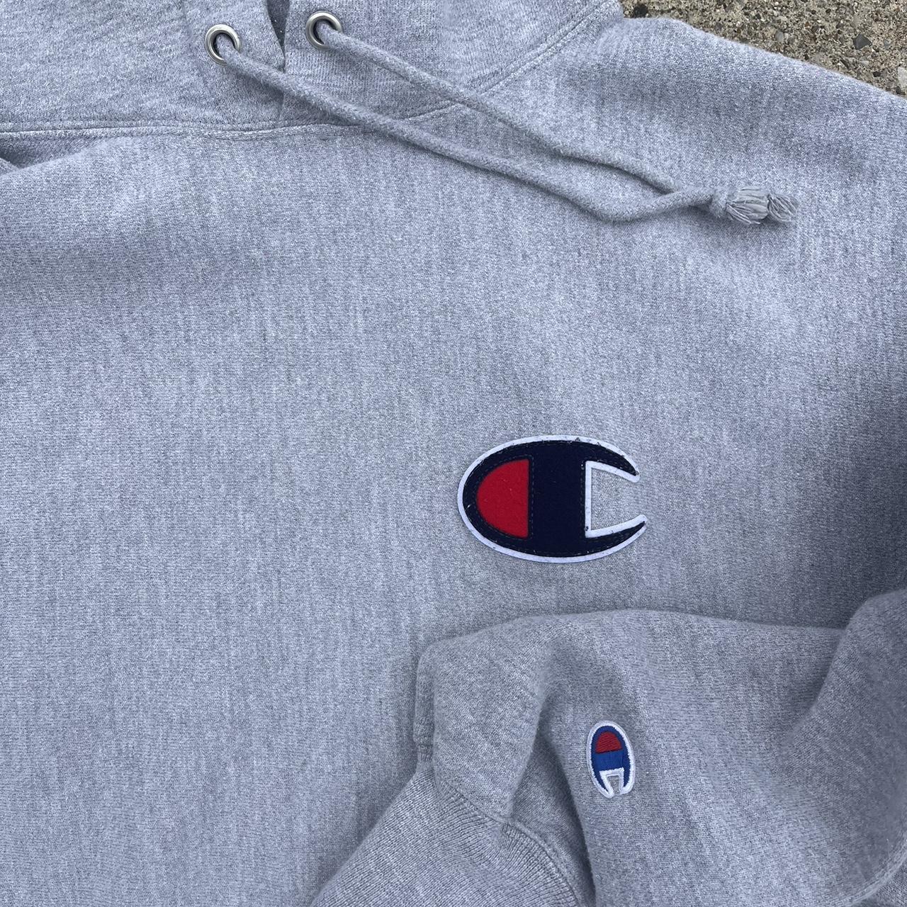 Champion Men's Grey Hoodie | Depop