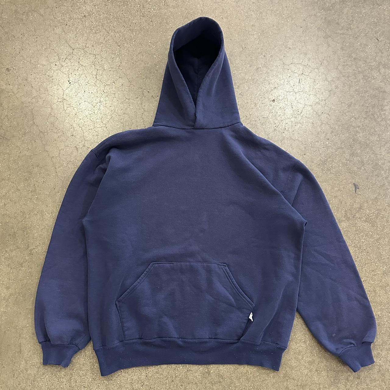 XL 90s Made in USA Boxy Russell Blank Hoodie 24x27 - Depop