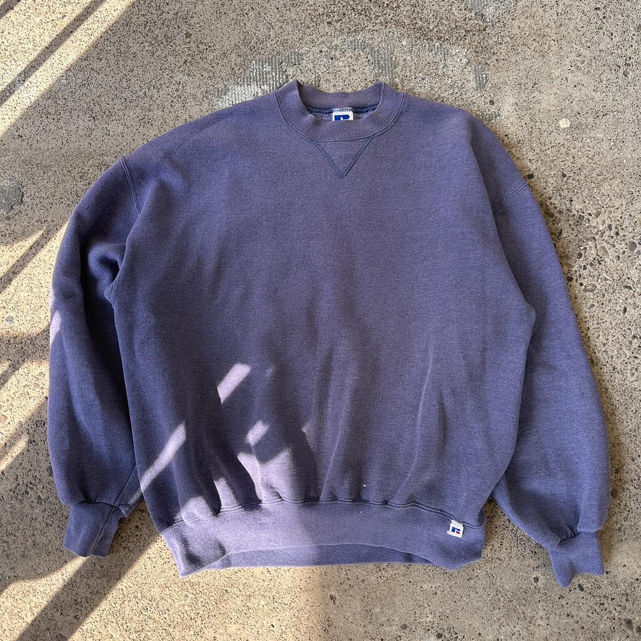 Vintage 90s Purple Blue Russell Made in USA... - Depop