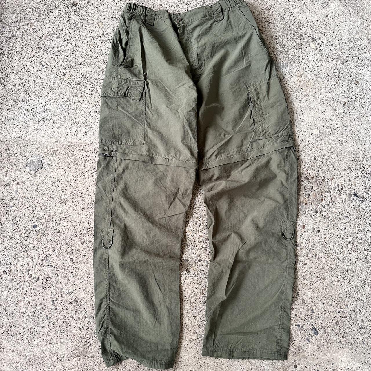 Green Baggy Convertible Y2K Cargo Pants fits... - Depop