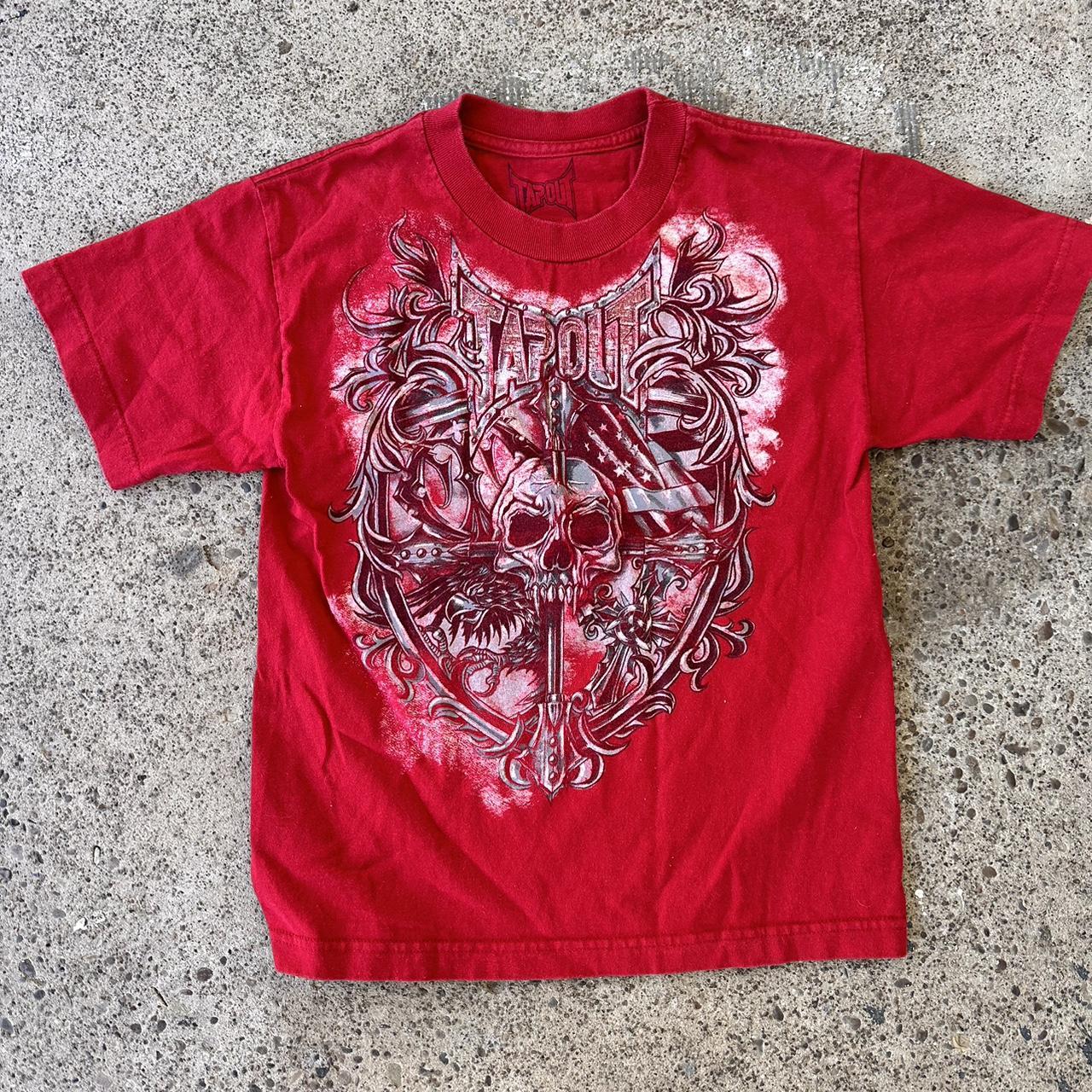 Y2K Red Tapout MMA Elite Grunge Style Skull... - Depop