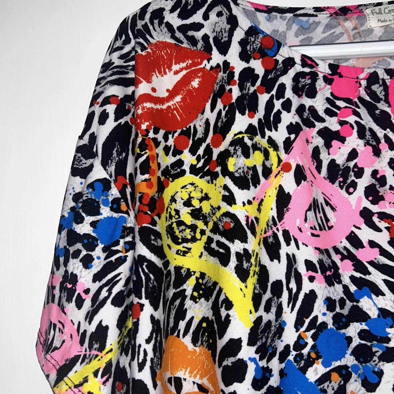 full circle trends cheetah graffiti top with kiss... - Depop