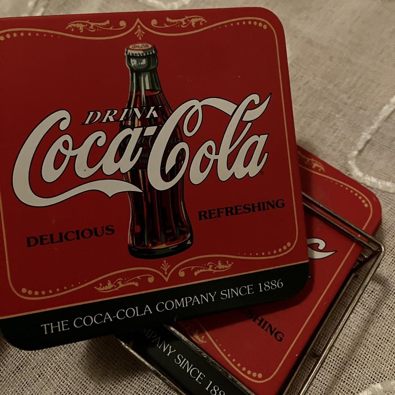 Vintage Coca Cola Coaster Set With 4 Coasters Depop