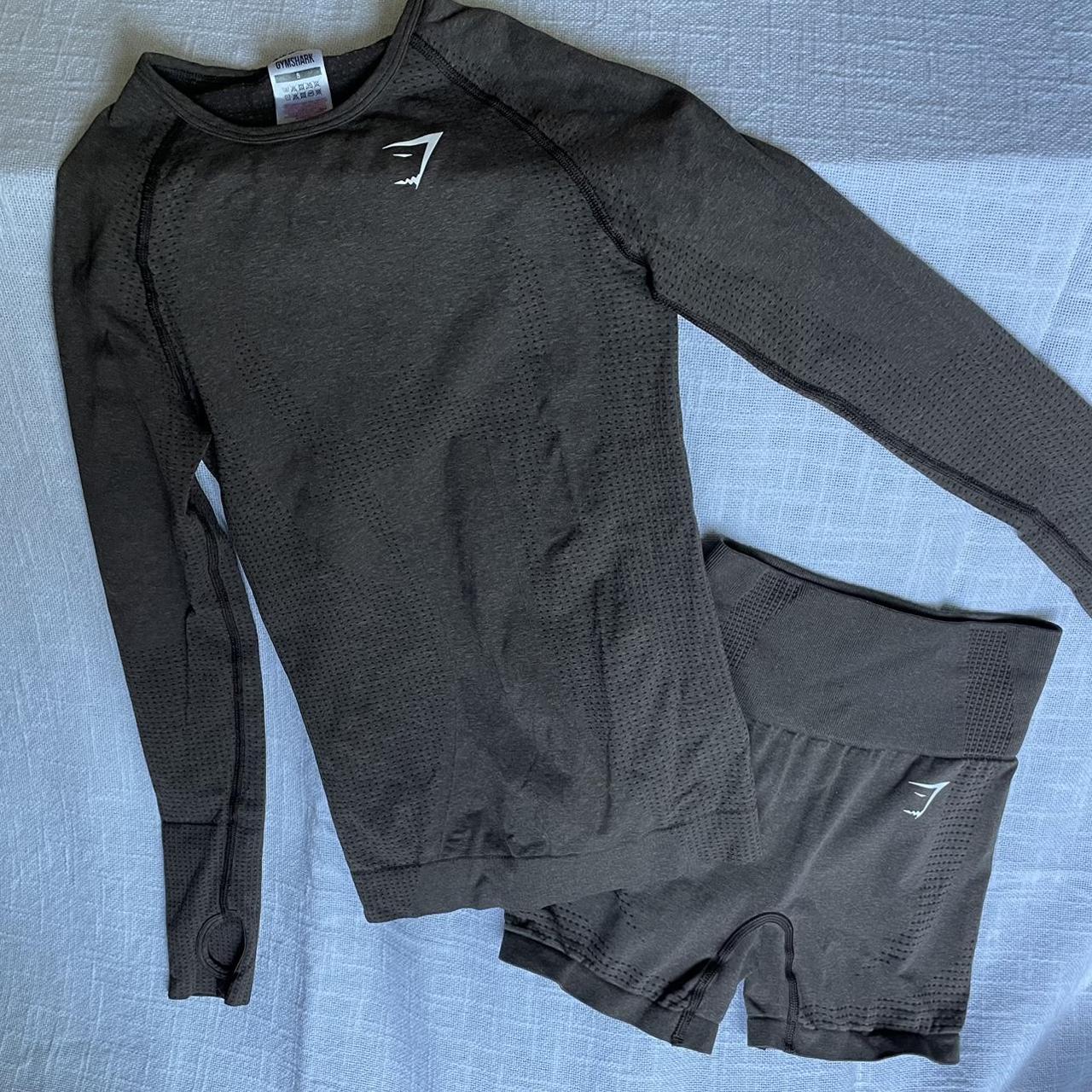 Brown gymshark workout set Depop