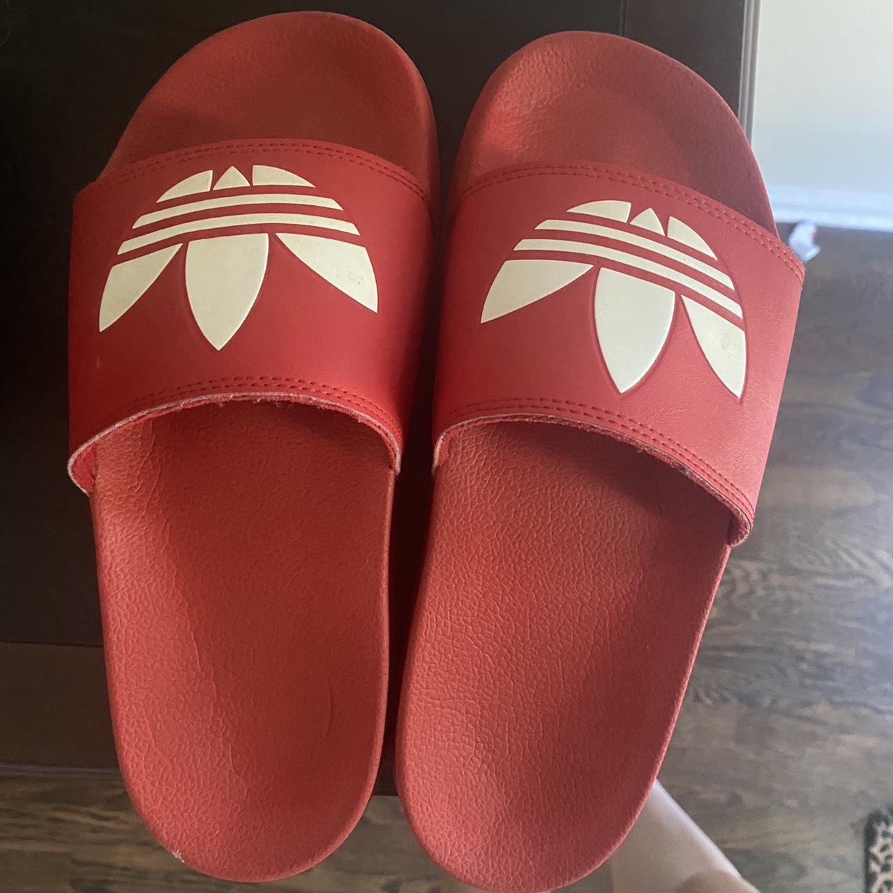 mens red adidas slides