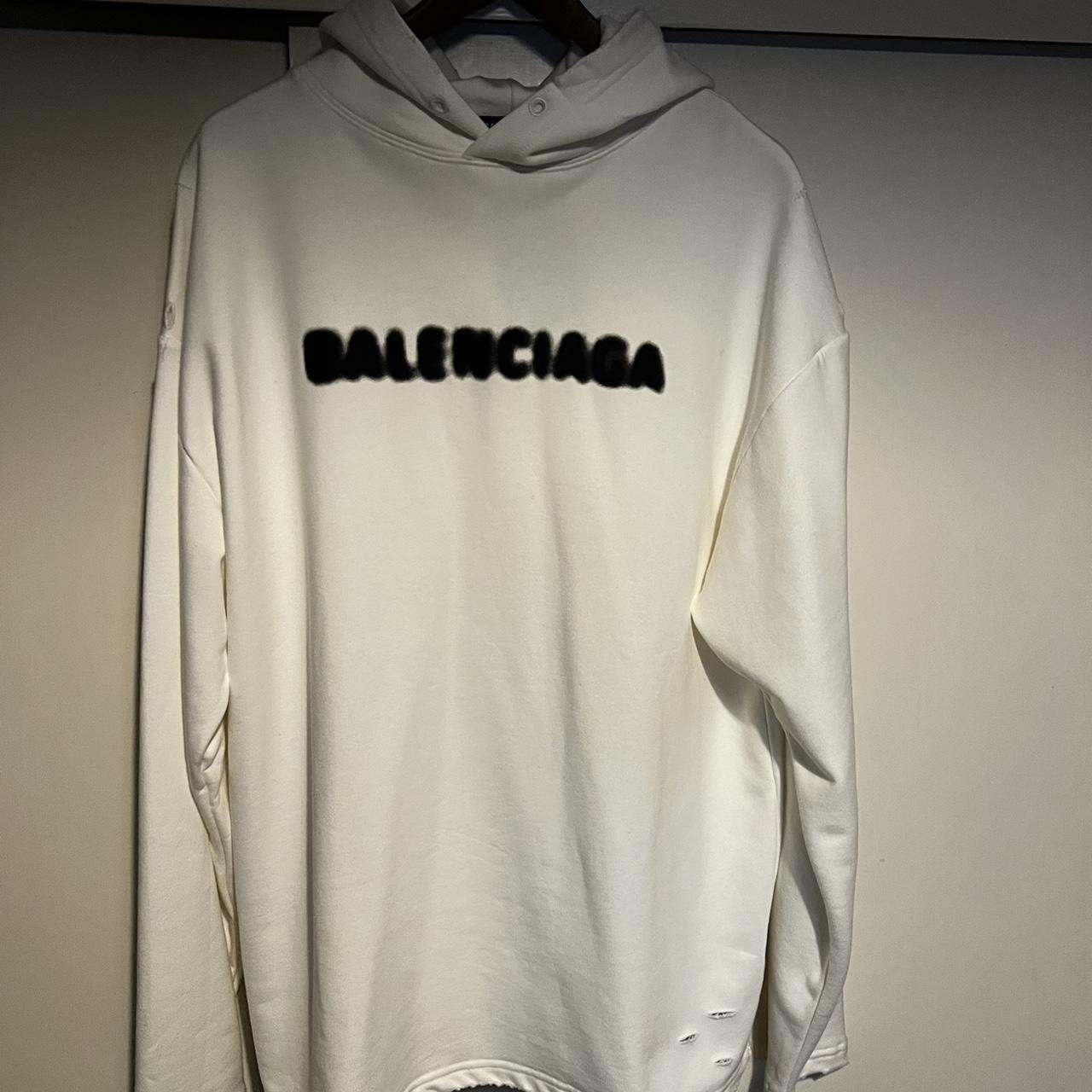 balenciaga green distressed hoodie. the quality is - Depop