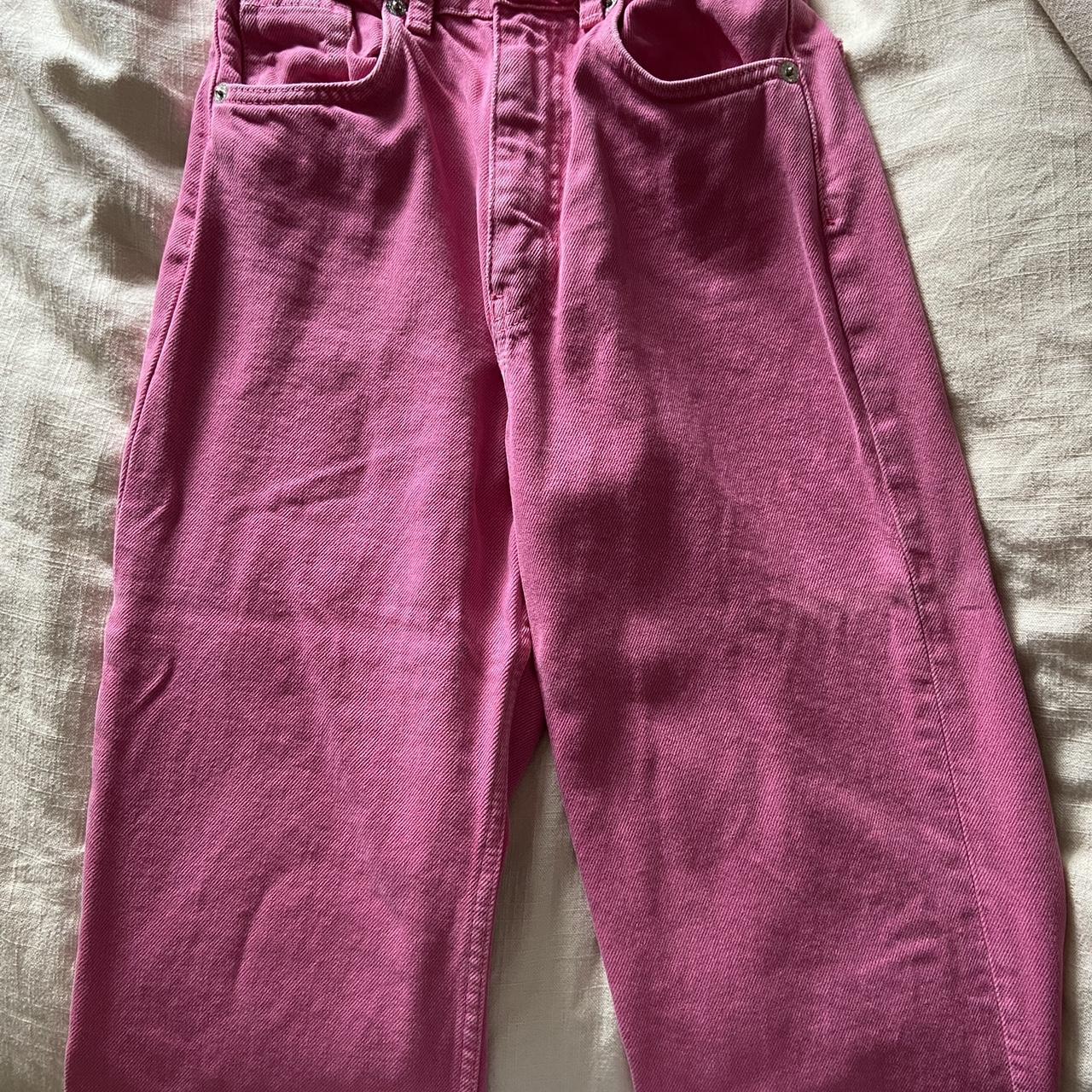 Pink Zara wide leg jeans - Depop