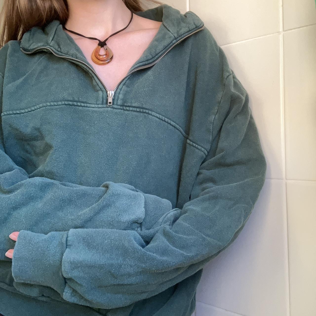 Brandy Melville Women's Green Hoodie Depop