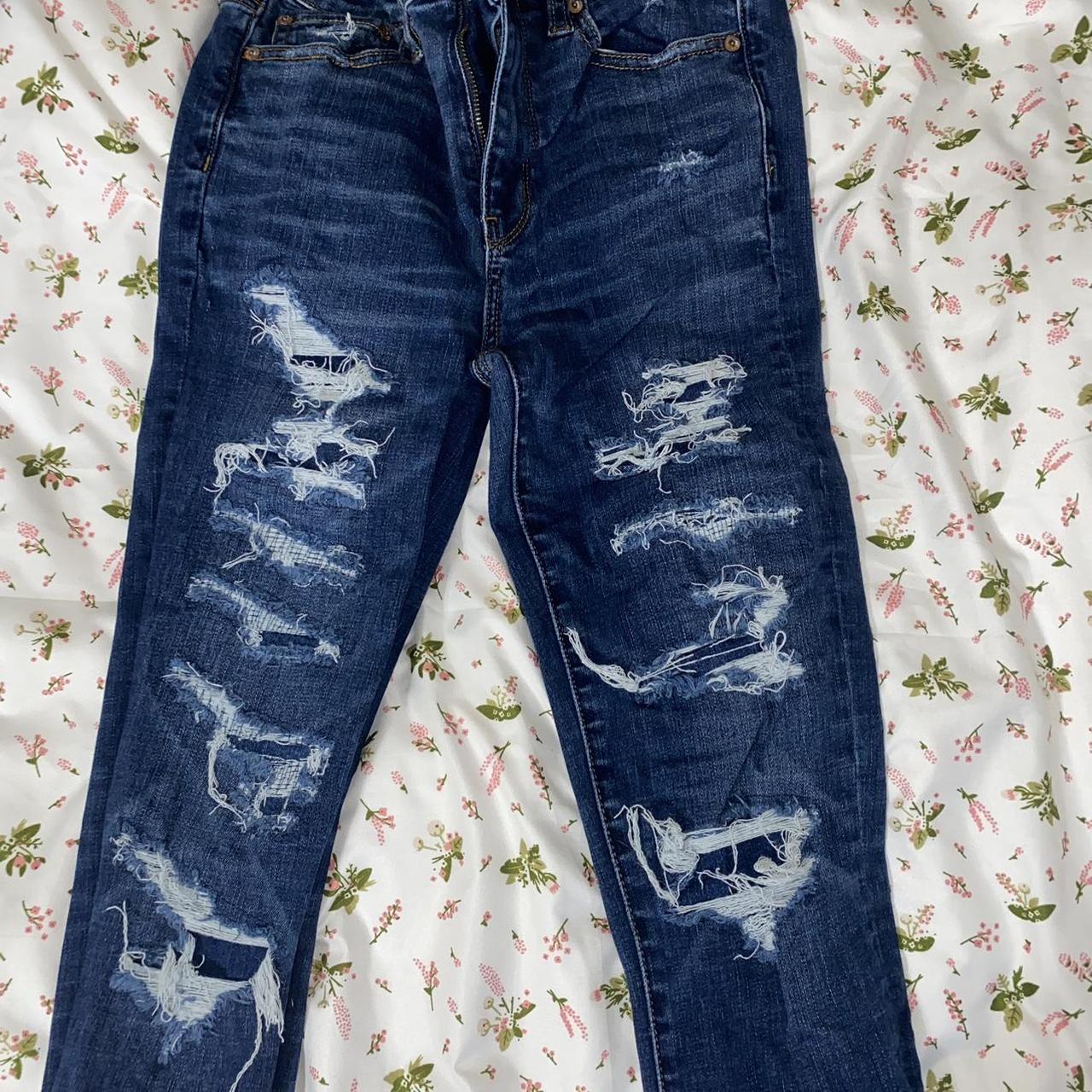 American Eagle Hi-Rise Jegging Jeans Women's 0 Long Super Stretch X  Distressed