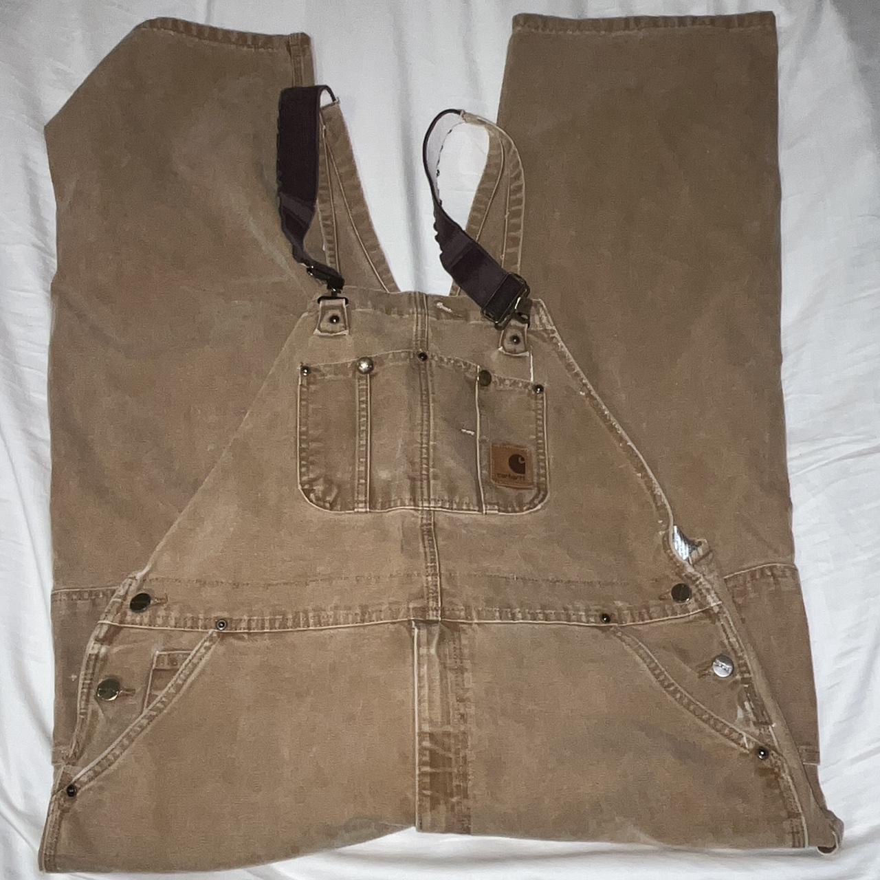 NWT Brown Carhartt Bib Overalls Men's Size 32W x - Depop