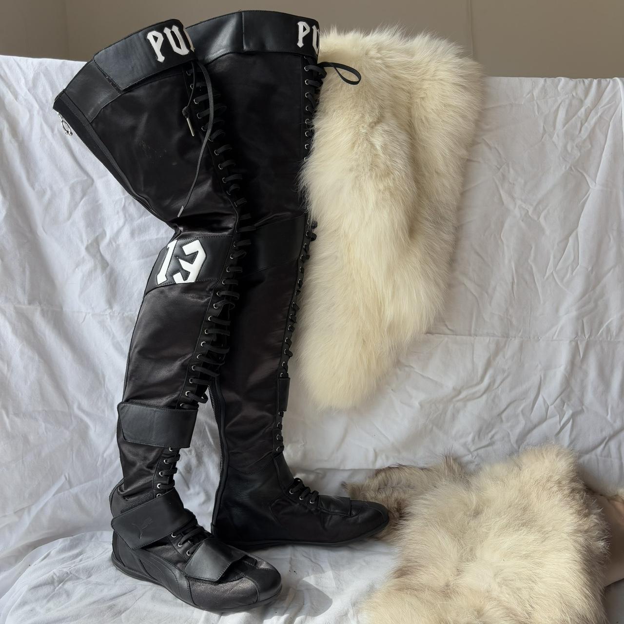 Black Puma x Rihanna over the knee boxing moto Depop