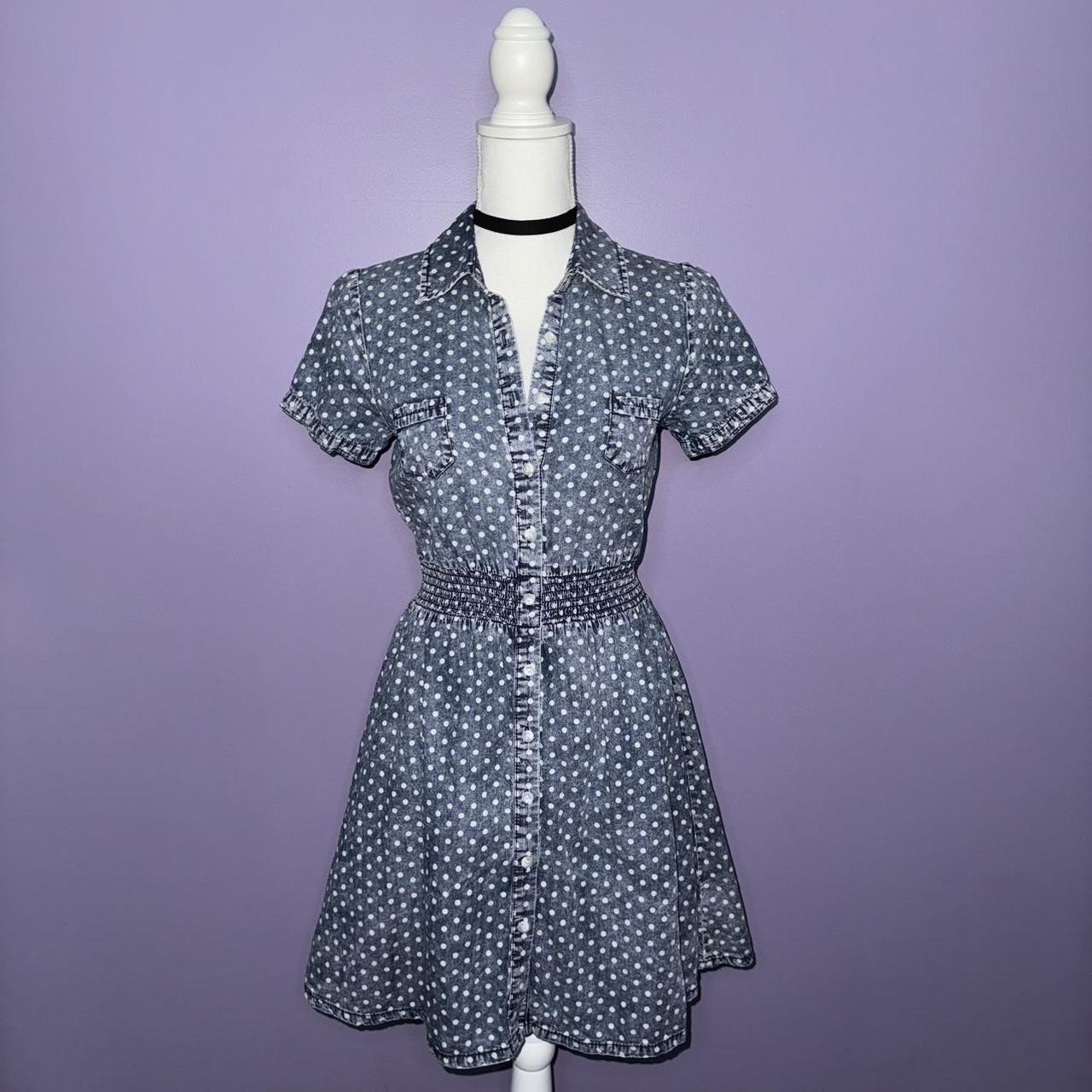 Mossimo Women's A-line Dress - Blue/White - S – Blue denim button down polka dot dress …