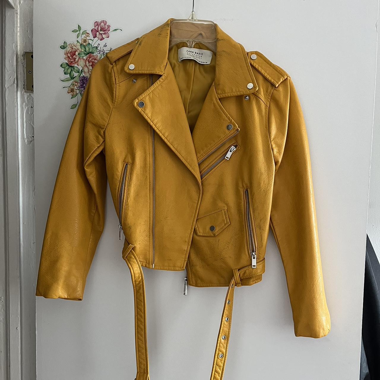 Zara yellow faux leather Size Depop