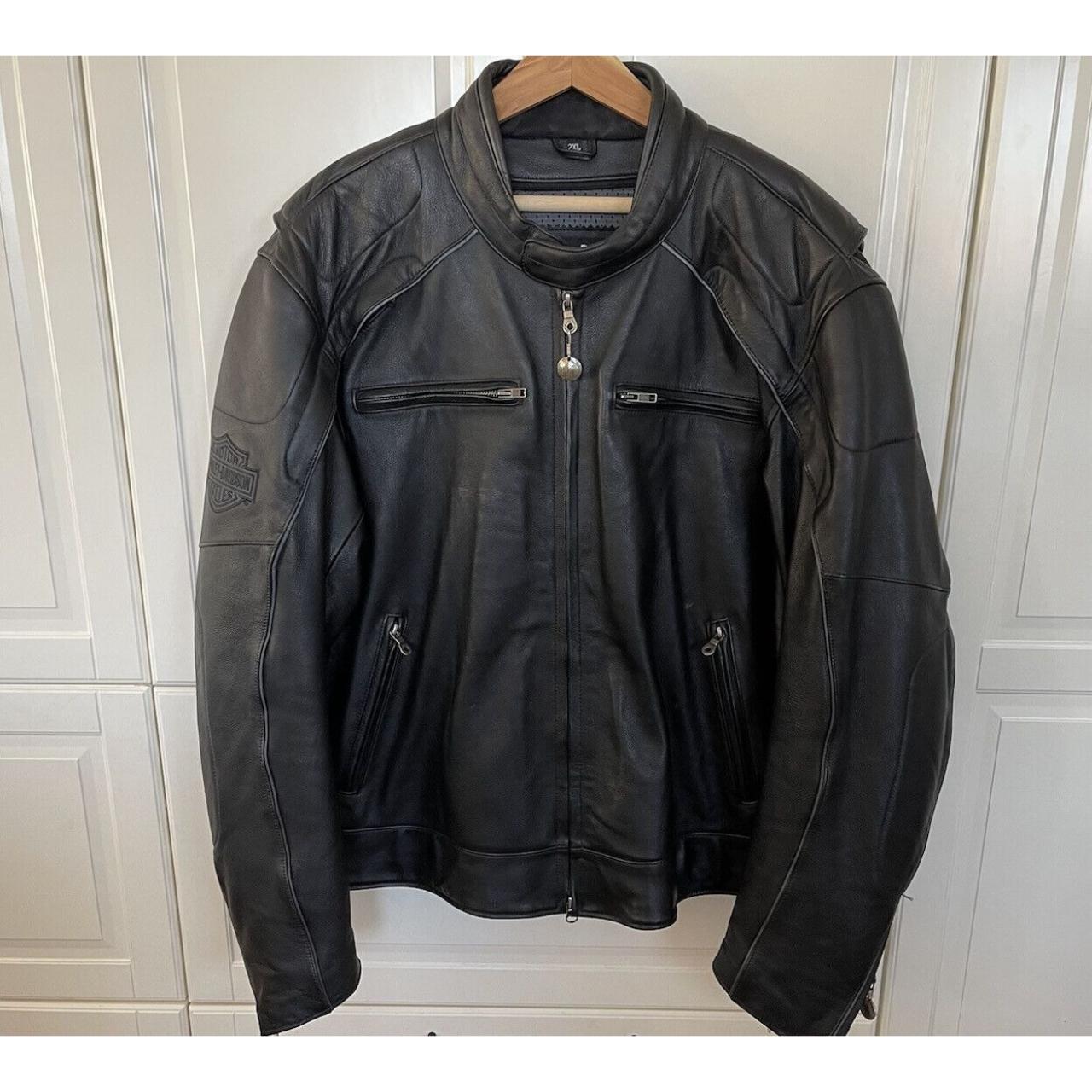 Men's Black Leather Harley Davidson Motorcycle... - Depop