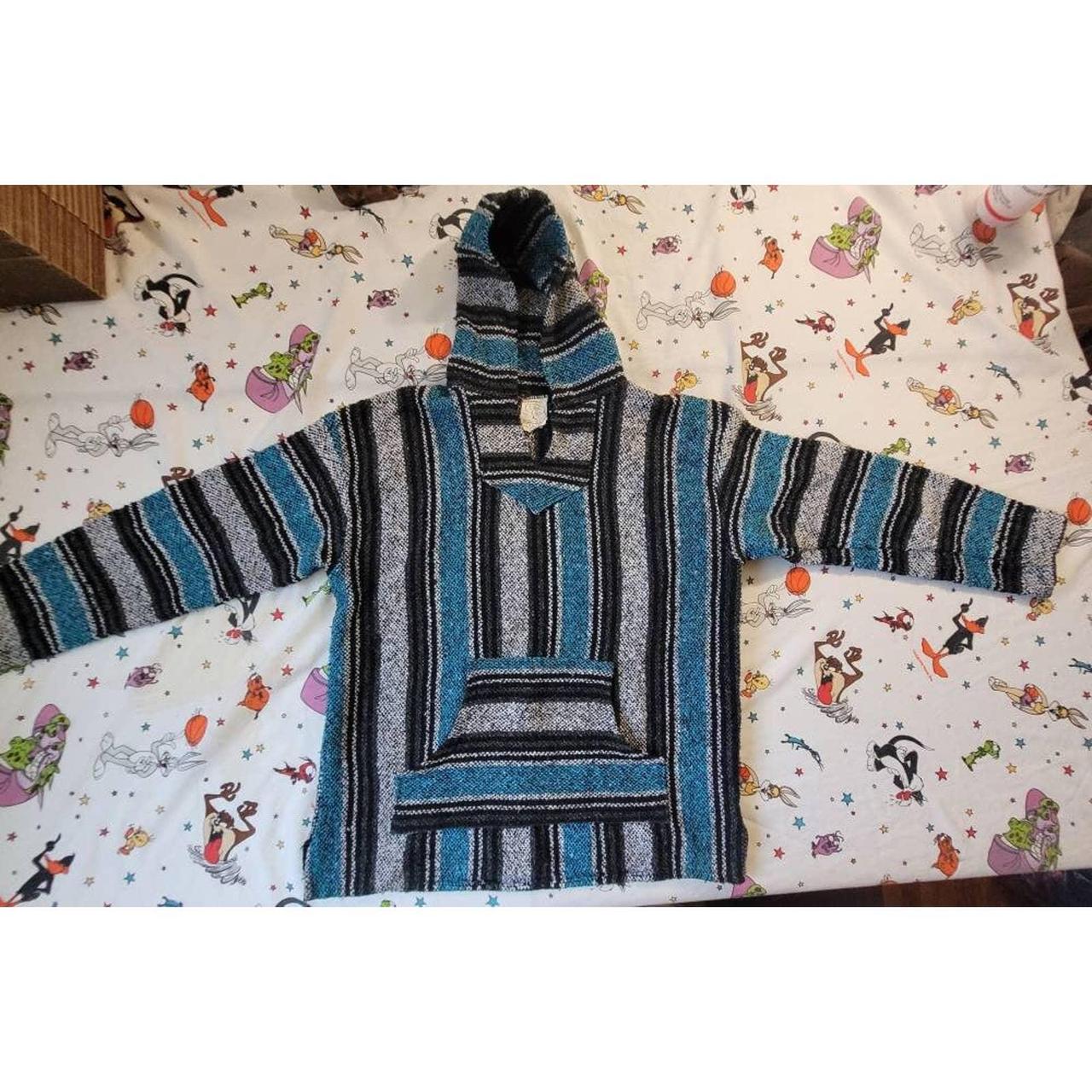 Reclaimed Vintage Men's Blue And Black Hoodie | Depop