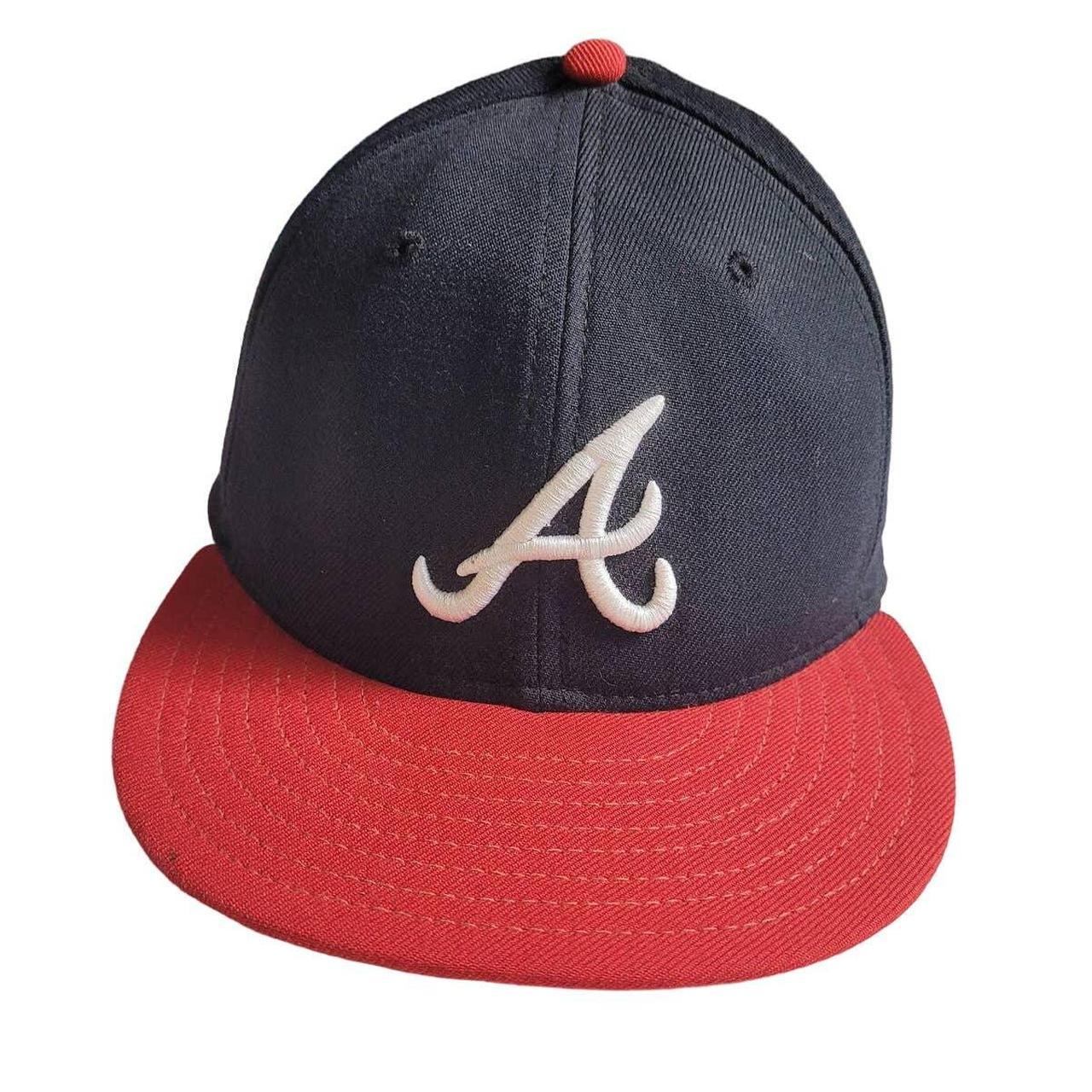 New Era Atlanta Braves Suede Leather Fitted Hat - Depop