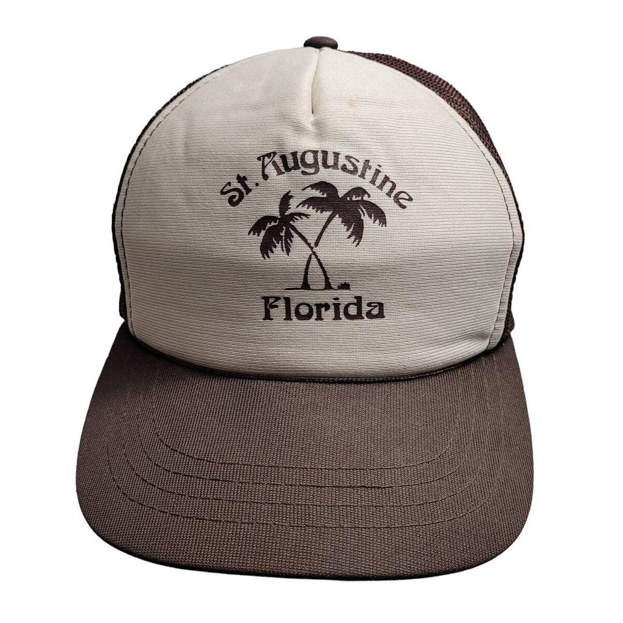 vintage St. Augustine Trucker snapback hat. Cream - Depop