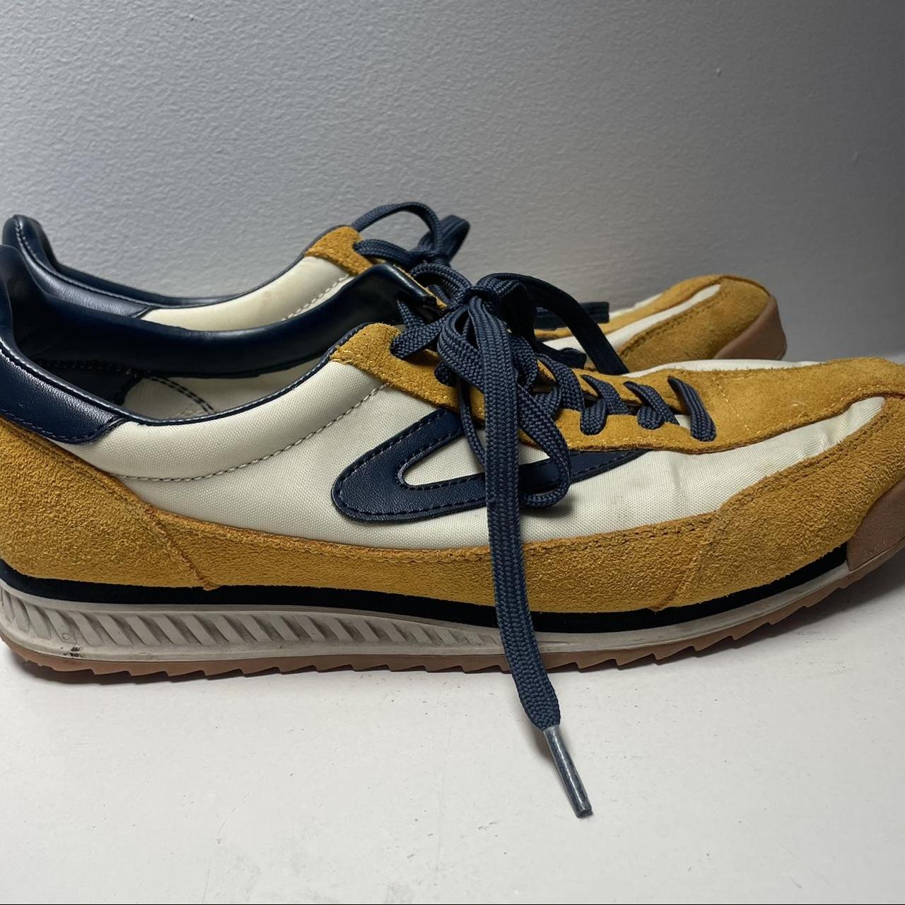 Yellow and navy Tretorn sneakers. Cute and in... - Depop