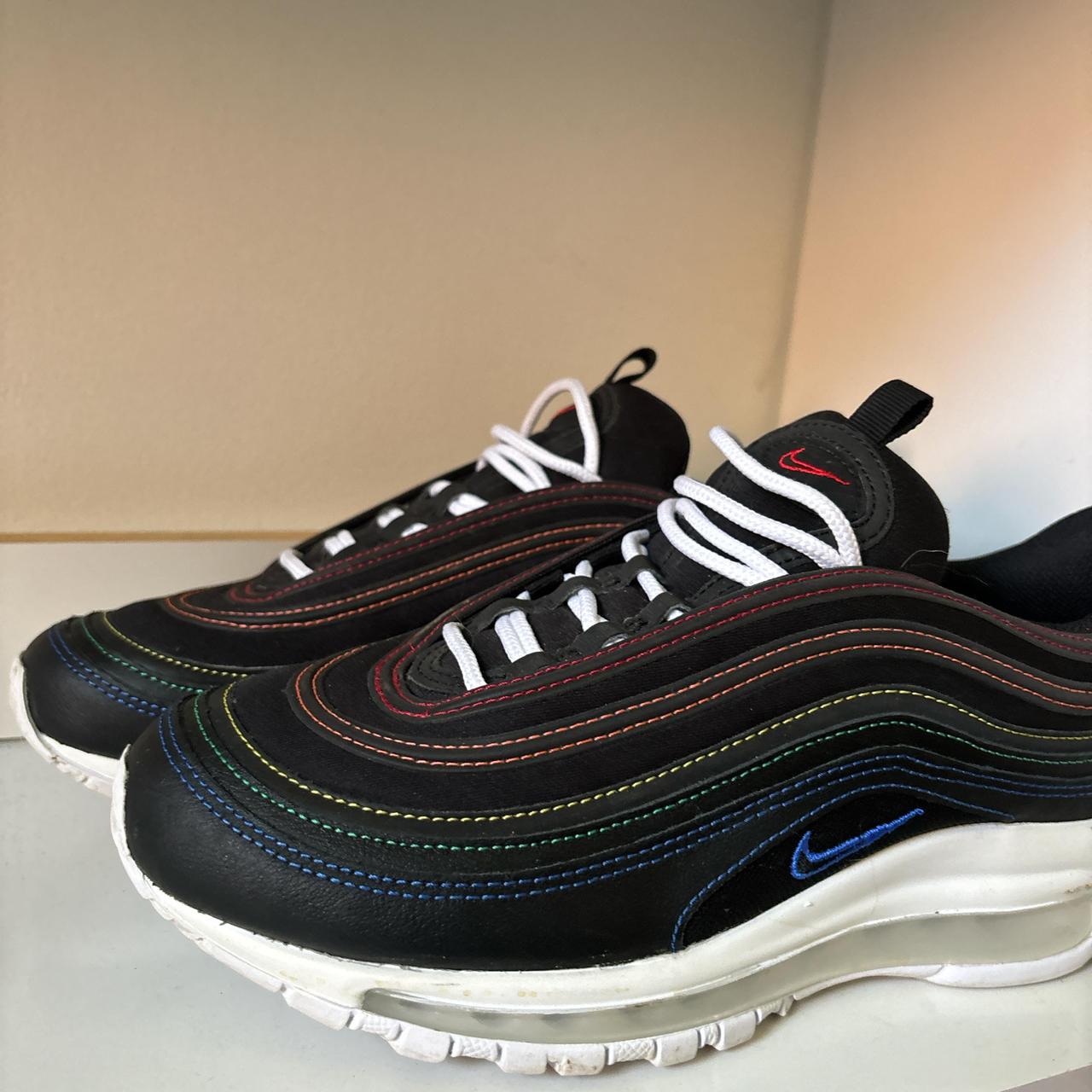 Black and rainbow Nike Air Max 97 size womens 8 Depop