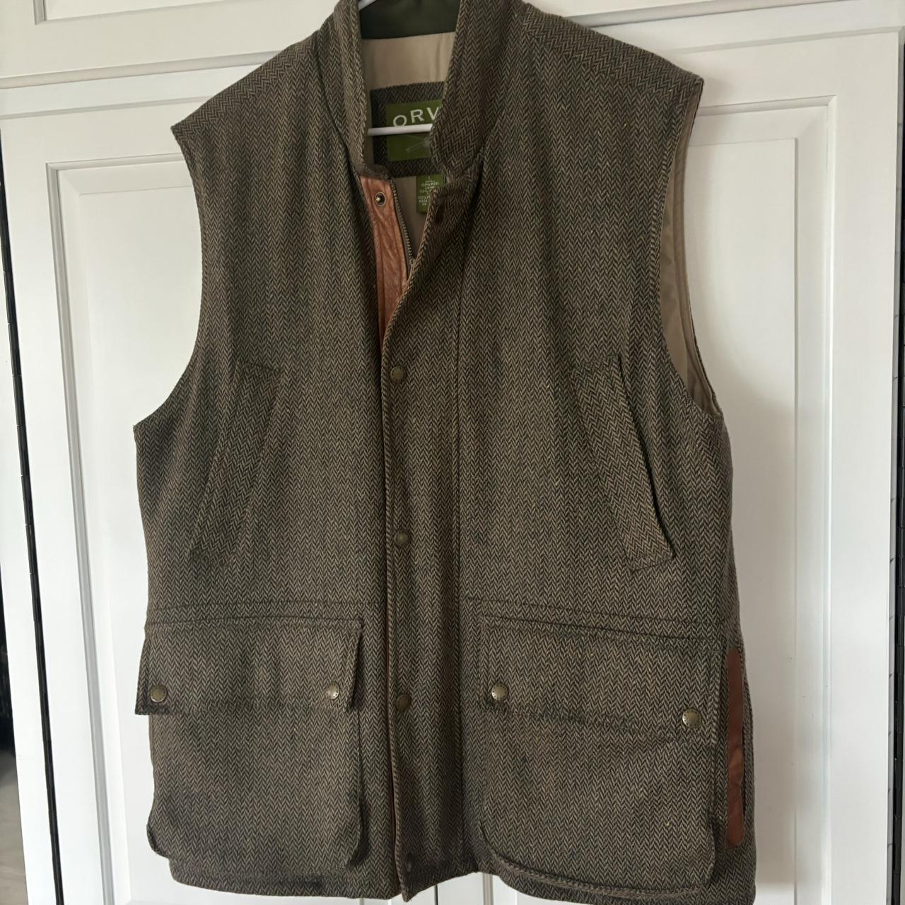 Orvis Herringbone Wool Vest Mens Donegal Tweed... Depop
