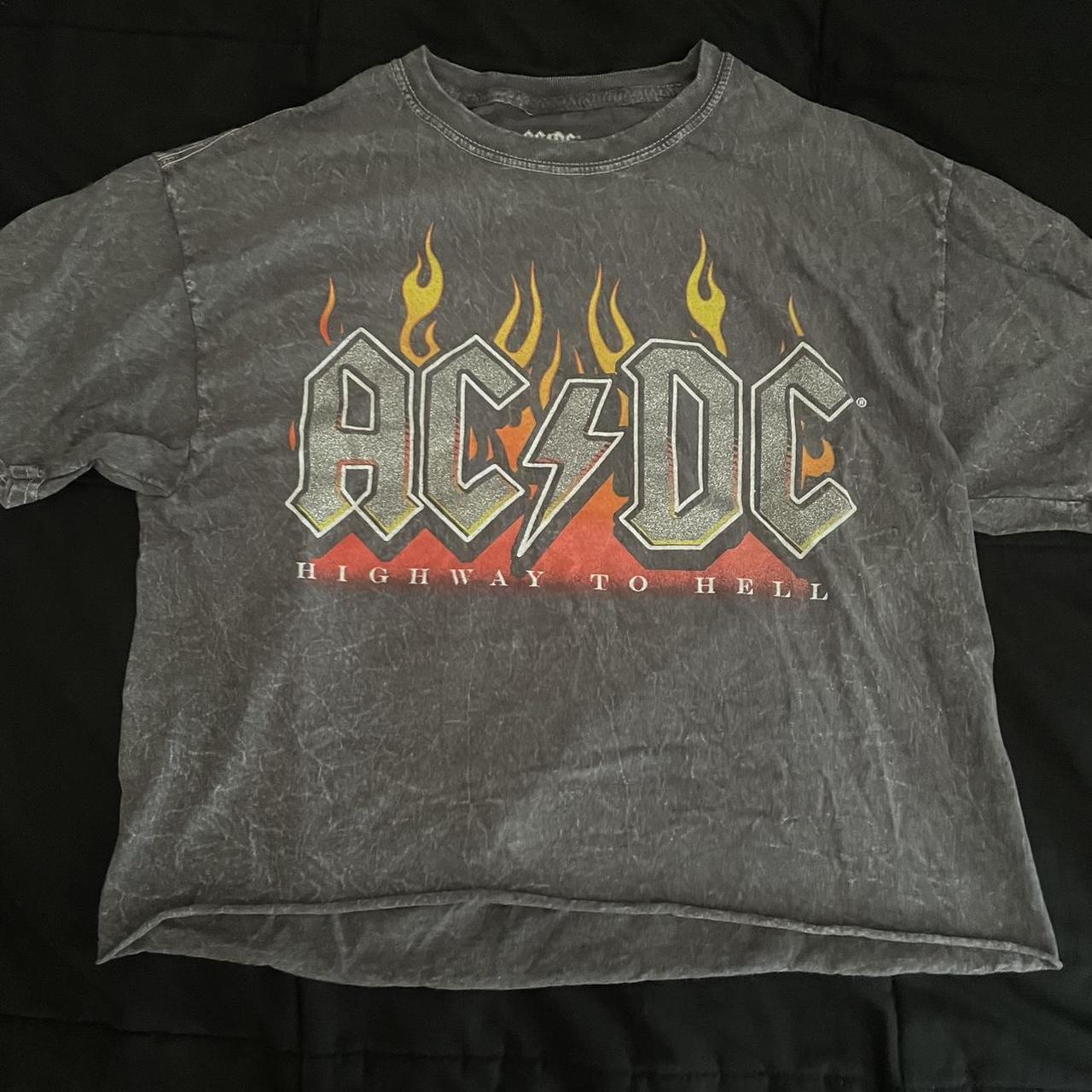 cropped acdc shirt ⚡️size medium price negotiable... - Depop