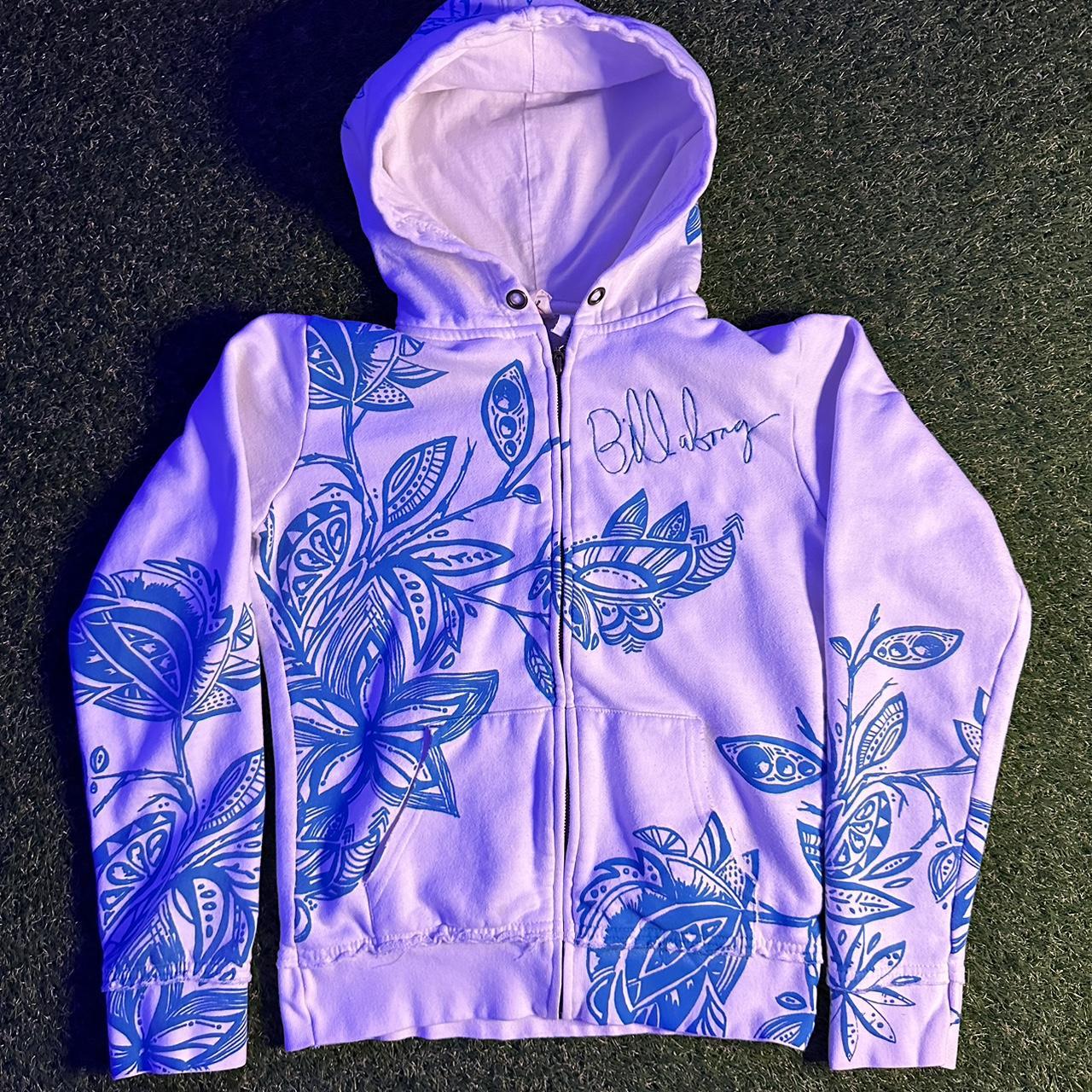 Billabong Women's White and Blue Hoodie | Depop