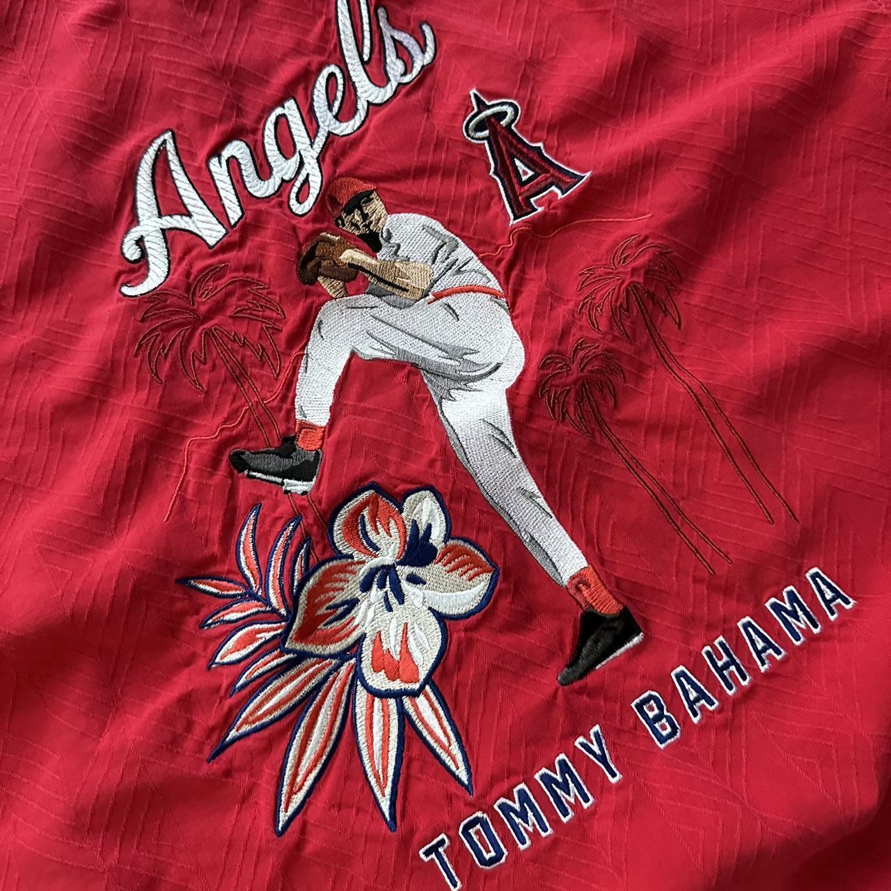 Tommy Bahama Men's Medium Silk Embroidered MLB Baseball Camp Shirt