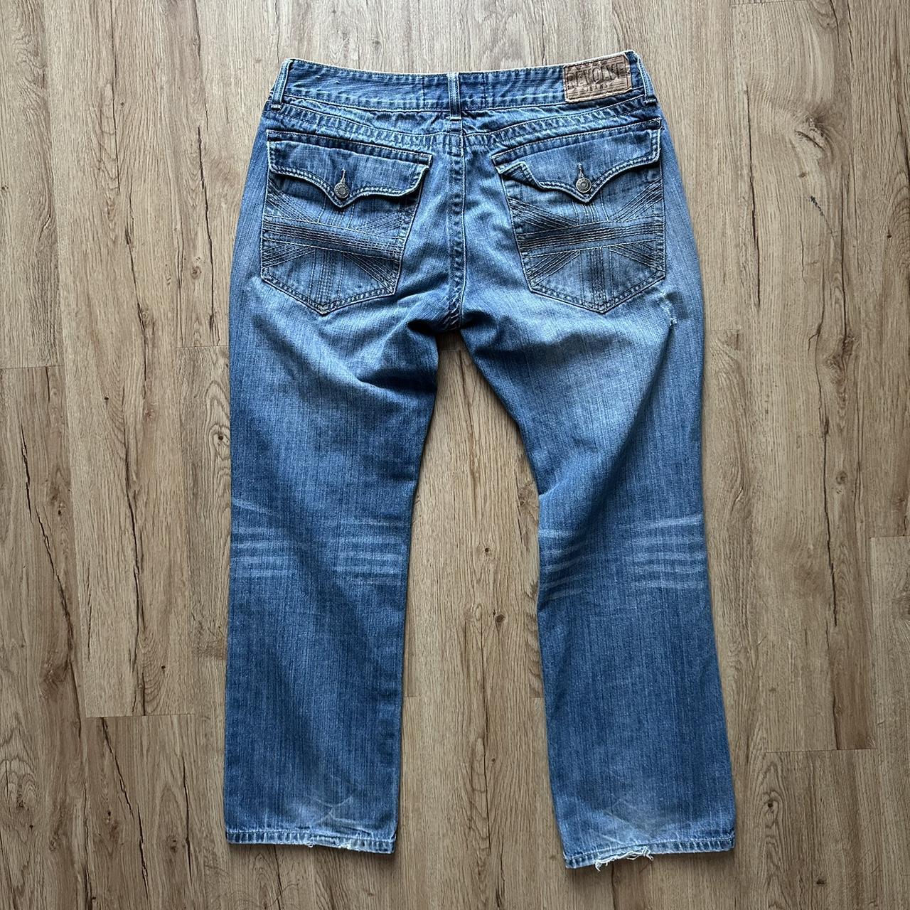 Streetwear retro vintage wash embroidered jeans,... - Depop