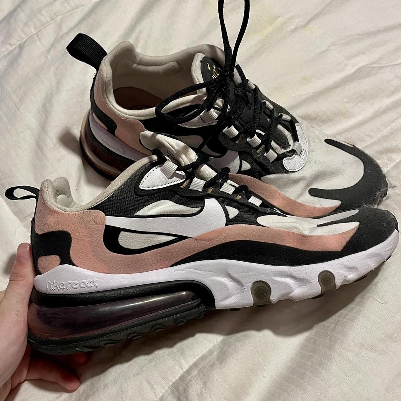 Nike women's air max 270 react shoes - clearance black/coral/gold