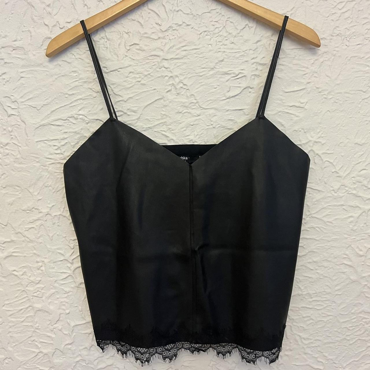 faux leather vest with cut off - Depop