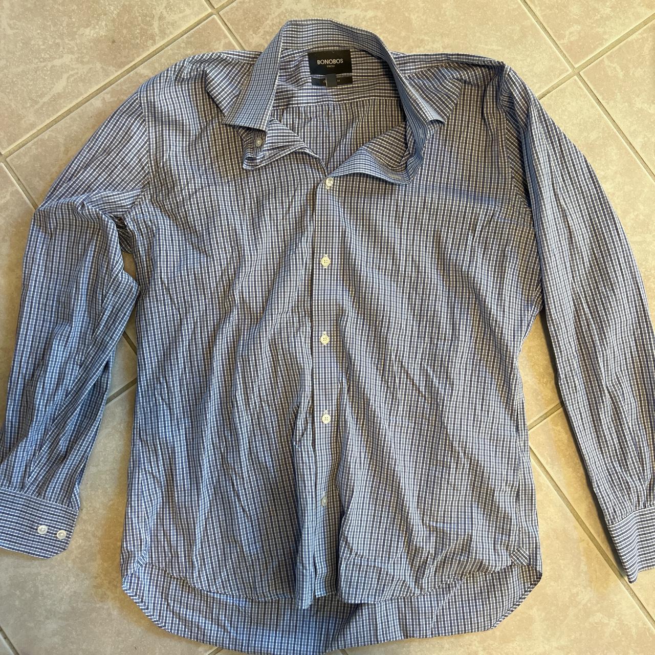 Bonobos Men's Navy and White Shirt | Depop