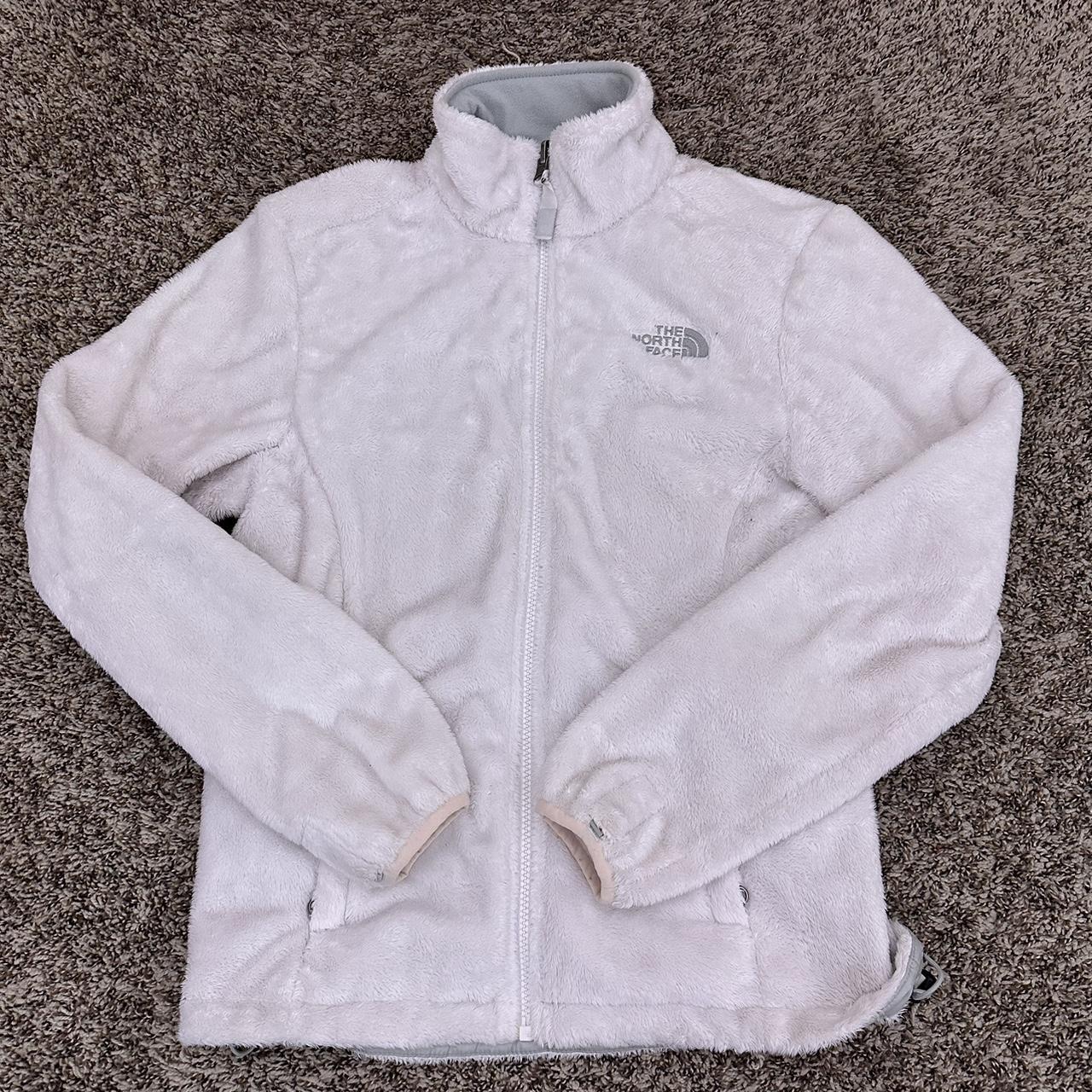 White fuzzy north face cheap jacket