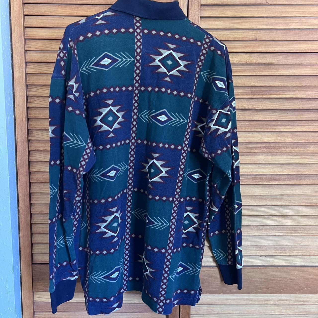 vintage geometric pattern long sleeve shirt 🍂 -100%... - Depop