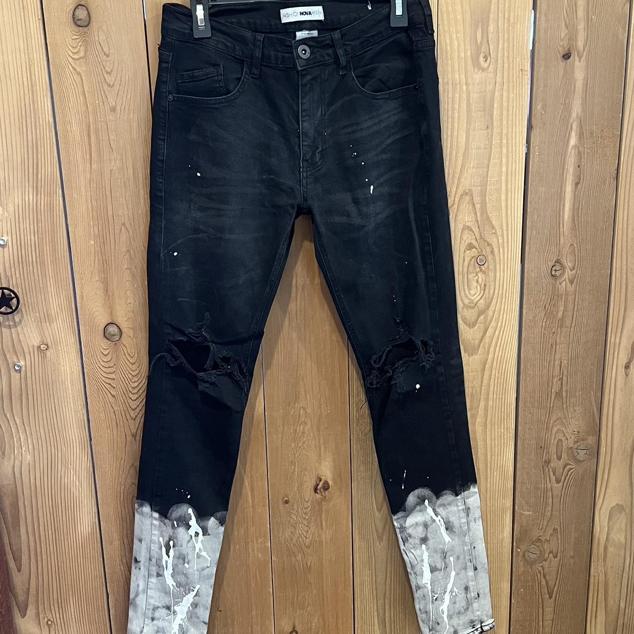 Men’s Fashionova Slim/Skinny Paint splatter Jeans - Depop