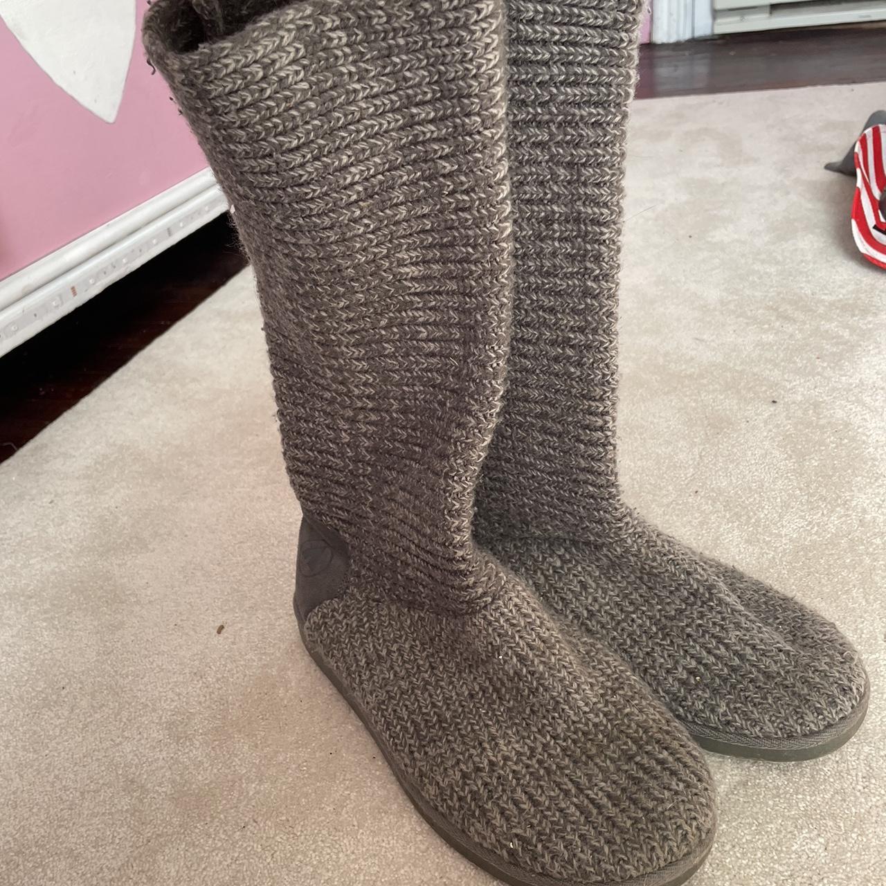 Grey knit outlet boots