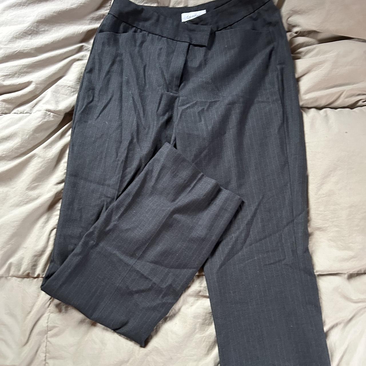 calvin klein gray pinstripe pantsuit- size... - Depop