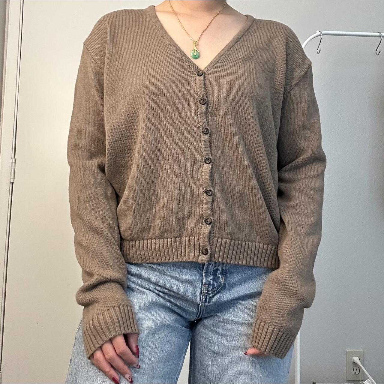 Brandy Melville Brown knit cardigan I have never... Depop