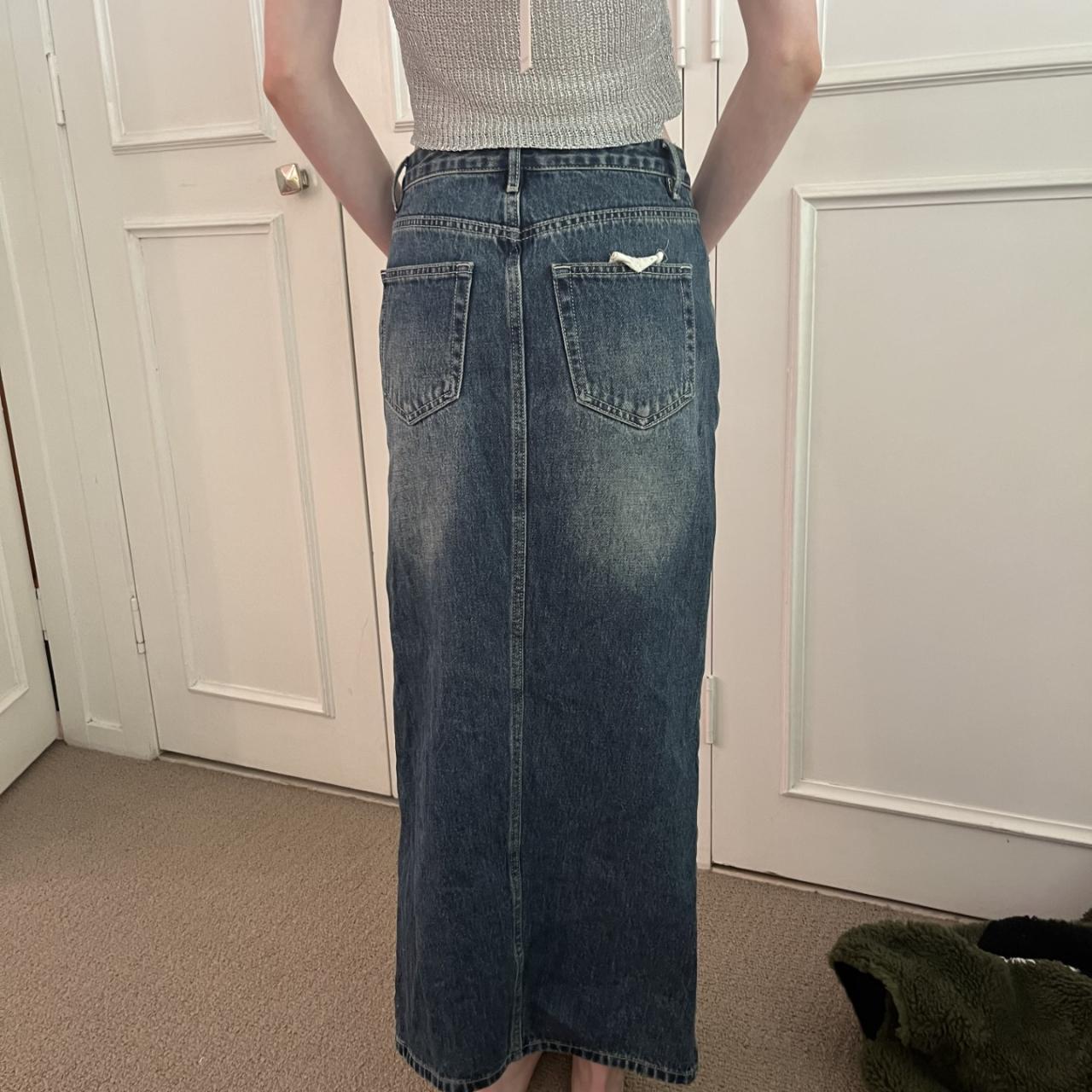 Glasson's Cargo Denim Maxi Skirt Size 6 High... Depop