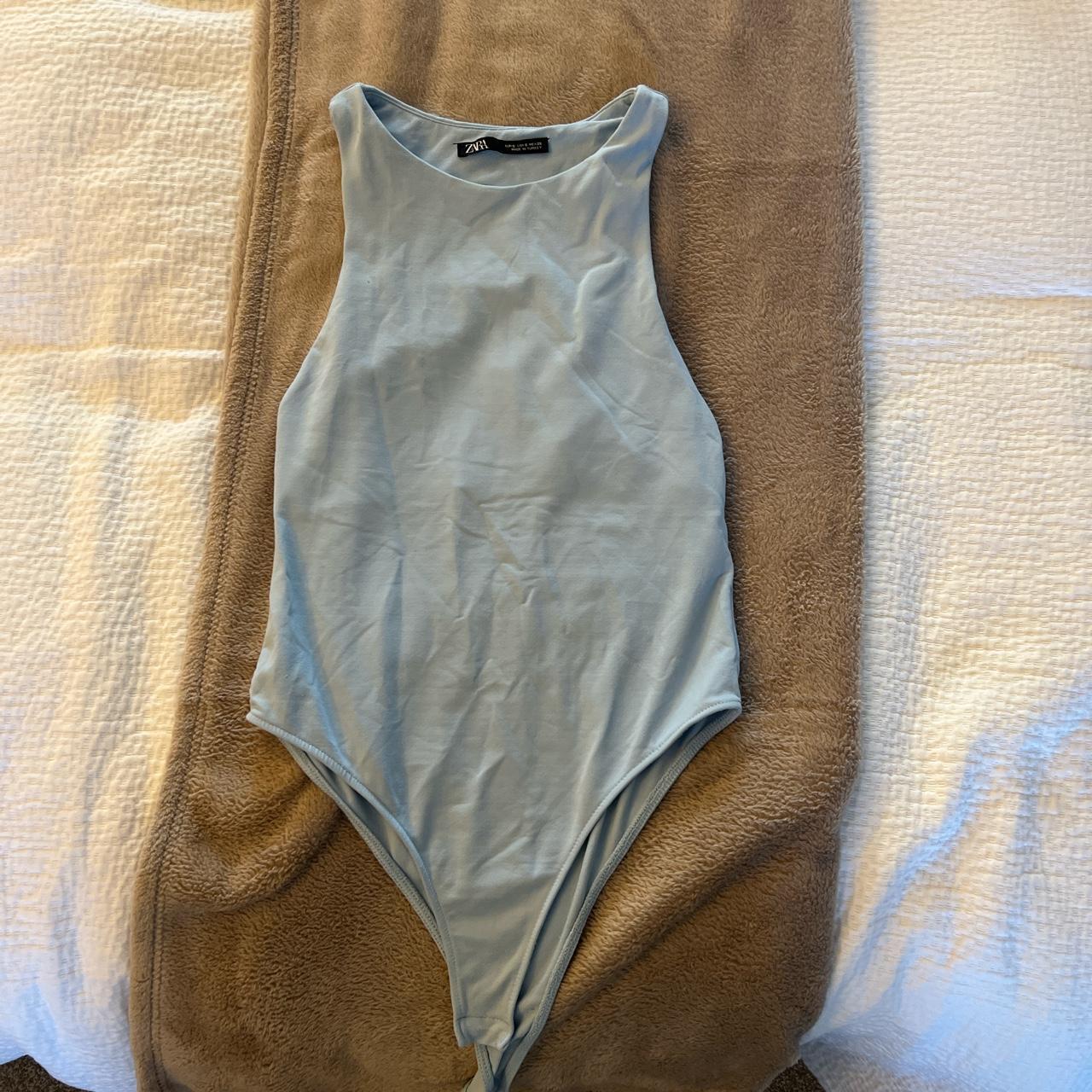 Baby blue zara bodysuit Been worn a few times Good... Depop