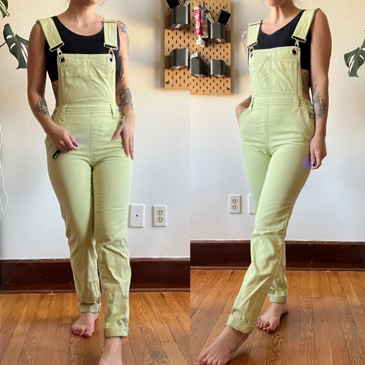 Lime green overalls from Urban Outfitters. They’re... Depop