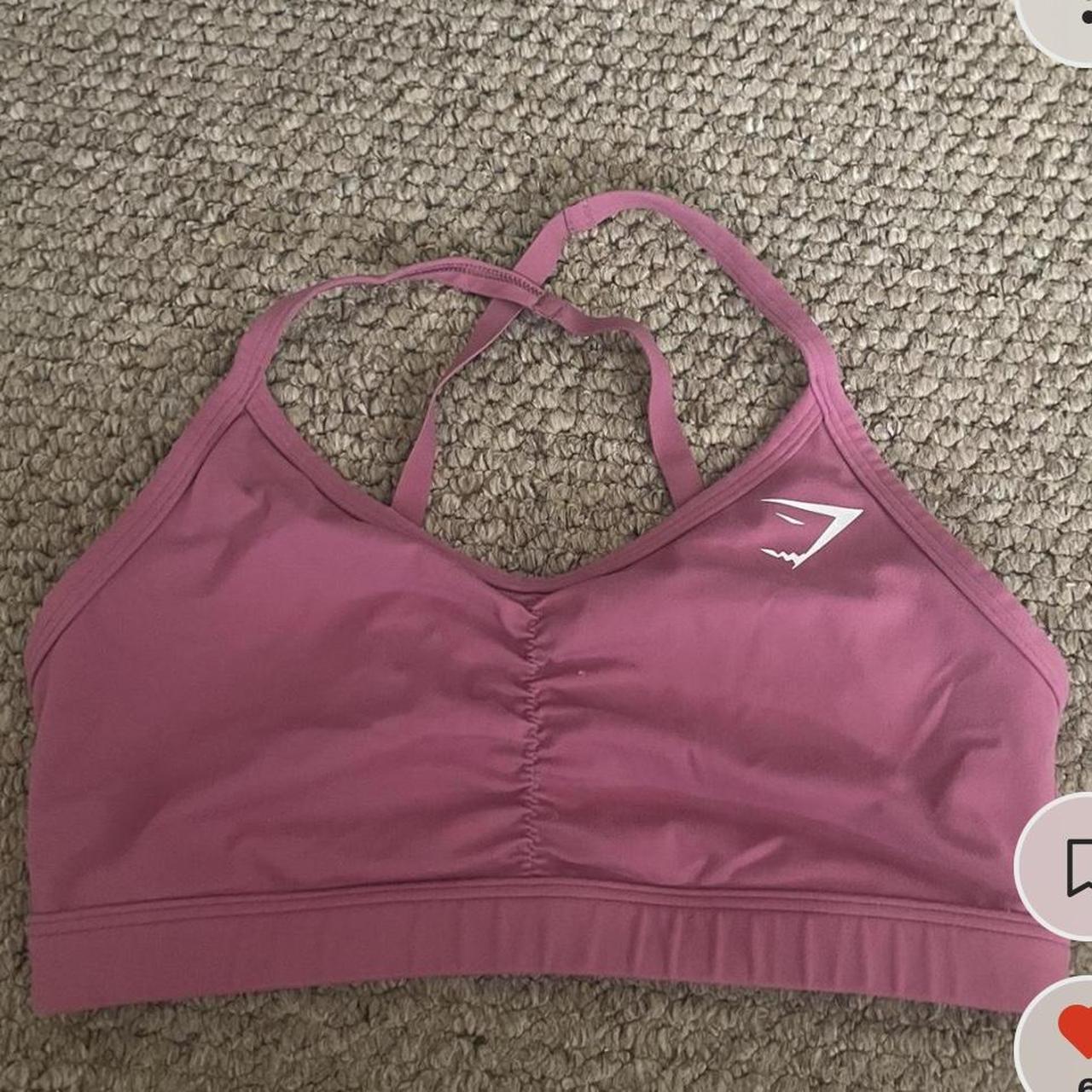 Gymshark ruched sports bra - pink Size small Worn a... - Depop