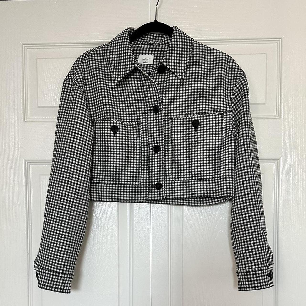 Aritzia Wilfred checkered cropped jacket, size S - Depop